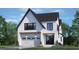 Charming two-story home with white brick, black accents, landscaped yard, and a two car garage at 1002 Canterbury Rd, Raleigh, NC 27607