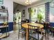 Eat-in kitchen featuring wood table and chairs with wooden cabinets and granite countertops at 112 Cameron Ct, Cary, NC 27511