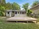 Backyard view showcasing a large wooden deck and home exterior at 1521 N Duke St, Durham, NC 27701