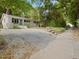 Charming home featuring a gravel front yard, blue front door, and concrete walkway at 1521 N Duke St, Durham, NC 27701