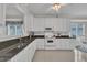 Well-lit kitchen with white cabinetry, dark countertops, and modern appliances for a clean aesthetic at 1933 Castle Pines Dr, Raleigh, NC 27604