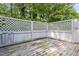 Backyard deck is enclosed with a white fence and offers natural light from the open sky at 2089 White Pond Ct, Apex, NC 27523