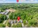 Aerial view showcasing the home's location in a green area near Downtown Durham at 2407 Miriam Cir, Durham, NC 27704