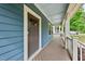 Inviting front porch with wood flooring, decorative columns, and a charming entrance at 2407 Miriam Cir, Durham, NC 27704