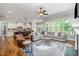 Open-concept living room featuring hardwood floors, recessed lights and a ceiling fan at 304 Villa Dr, Durham, NC 27712