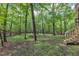 Lush backyard with mature trees and a newly constructed staircase, offering a peaceful retreat at 3312 Hawk Ridge Rd, Chapel Hill, NC 27516