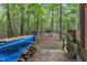 Deck view of a dome home with firewood storage and stairs, presenting a rustic retreat at 3312 Hawk Ridge Rd, Chapel Hill, NC 27516