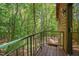 Outdoor balcony with green railings overlooking a dense forest, perfect for enjoying nature's tranquility at 3622 Moonlight Dr, Chapel Hill, NC 27516