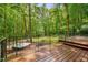Wooden deck offers ample space with a built-in hot tub and forest views at 3622 Moonlight Dr, Chapel Hill, NC 27516