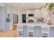 Bright, updated kitchen featuring a quartz island with white cabinets, open shelving, and stainless appliances at 401 Robert Hunt Dr, Carrboro, NC 27510