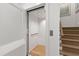 Home elevator featuring modern design and easy access between floors, located near stairs at 810 Maple Berry Ln # 104, Raleigh, NC 27607