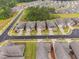 Aerial view of a neighborhood with manicured lawns and modern home designs at 1009 Middleground Cir, Durham, NC 27713