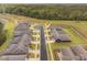 Aerial view of a well-maintained neighborhood surrounded by trees at 1009 Middleground Cir, Durham, NC 27713