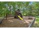 Fun playground area with slide, swings, and picnic table for outdoor enjoyment at 106 Shady Point Ct, Durham, NC 27713