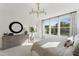 Bright main bedroom suite featuring hardwood floors, a large window and stylish modern decor at 1238 Coach Station Aly # 101, Raleigh, NC 27601