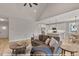 Spacious living room featuring neutral colors and an open kitchen and dining area at 1412 Sagamore Dr, Louisburg, NC 27549