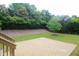Paver patio with steps down to the lawn and mature landscaping in the private backyard at 1549 Lily Creek Dr, Cary, NC 27518