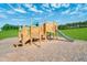 Community playground features a slide, climbing structure, swing and wood chip ground covering at 1601 Goldfinch Perch Ln, Knightdale, NC 27545