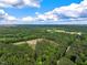 Aerial view of the property and surrounding area with lots of green trees and bright blue skies at 2092 Winwood Farm Rd, Creedmoor, NC 27522