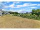 Expansive backyard with lush green space and scenic pond views surrounded by trees at 2100 Curry Meadow Way, Durham, NC 27703