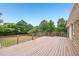 Spacious wooden deck overlooking lush backyard greenery at 2606 Newquay St, Durham, NC 27705