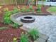 Paver patio in backyard with retaining wall and fire pit at 3300 Neuse Crossing Dr, Raleigh, NC 27616