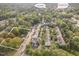 Aerial view showcasing property near Downtown Cary and Cary Station, surrounded by trees and residences at 414 Madison Ave, Cary, NC 27513