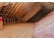 Unfinished attic with exposed rafters and pink insulation, offering potential for expansion or storage space at 4667 Freedom Dr, Burlington, NC 27215