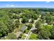 Aerial shot of the neighborhood, surrounded by lush greenery, showcasing a residential area at 5208 Melbourne Rd, Raleigh, NC 27606