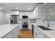 Well-equipped kitchen with stainless steel appliances, white cabinets, and a center island at 5208 Melbourne Rd, Raleigh, NC 27606