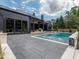 A large pool and modern house in this beautiful backyard at 661 Manchester Dr, Raleigh, NC 27609
