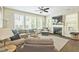 Bright living room showcasing a cozy fireplace, plush furniture, and abundant natural light at 221 Mayfield Dr, Apex, NC 27539