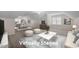 Virtually staged living room with dining area, large windows, neutral color scheme and lots of light at 3653 Range Rd, Stem, NC 27581