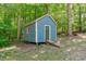 Backyard storage shed with wooden ramp at 603 Gentry Ln, Hillsborough, NC 27278