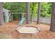 Spacious backyard with swing set, slide, and sandbox, ideal for outdoor playtime at 640 St Vincent Dr, Holly Springs, NC 27540