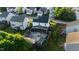 Aerial view of a home with solar panels and a large backyard at 1022 Early Rise St St, Raleigh, NC 27610