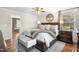 Comfortable bedroom with a king bed, hardwood floors, and ensuite bathroom access at 1199 Cesar Ct, Graham, NC 27253