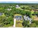 Stunning aerial view of a modern home with a pool surrounded by lush greenery and a golf course at 1209 Briar Patch Ln, Raleigh, NC 27615