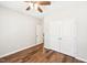 Bedroom with hardwood floors and closet at 15 Nottingham Pl, Smithfield, NC 27577