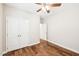 Bedroom with hardwood floors and closet at 15 Nottingham Pl, Smithfield, NC 27577