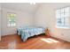 Bright bedroom with hardwood floors, vaulted ceilings, and natural light at 1508 Malta Ave, Raleigh, NC 27610