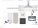 Rendering of a kitchen with light-colored walls, an island, and stainless steel sink at 1802 Pershing Rd, Raleigh, NC 27608