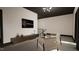 Modern living room featuring sleek furniture, minimalist decor, and a contemporary entertainment center at 1802 Pershing Rd, Raleigh, NC 27608