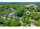 Aerial view of neighborhood homes nestled among mature trees in a picturesque community at 2111 Woodland Ave, Raleigh, NC 27608