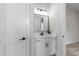 Elegant bathroom featuring a white vanity, sleek mirror, and modern fixtures for a spa-like experience at 25 Deer Tail Ln # 52, Fuquay Varina, NC 27526