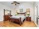 Spacious main bedroom with wood floors, vaulted ceiling and comfortable furnishings at 2833 Praire View Pt, Wendell, NC 27591
