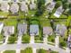 Scenic aerial view of a neighborhood with well-maintained homes and lush green lawns at 333 Trout Valley Rd, Wake Forest, NC 27587