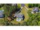 Elevated view of a home reveals well-kept grounds with a sparkling swimming pool and mature trees at 6 Castlewood Dr, Durham, NC 27713