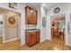 Hallway with built in hutch and an open view into the dining room at 625 Canvas Dr, Wake Forest, NC 27587
