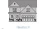 Detailed exterior elevation of a two-story home featuring a classic design and a two-car garage at 93 Butterbean Ct, Zebulon, NC 27597